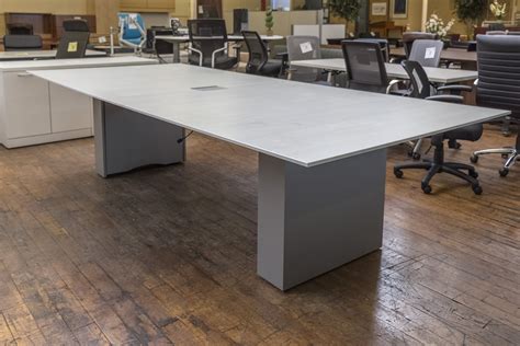 Steelcase 10′ White Wood-Grain Conference Table • Peartree Office Furniture