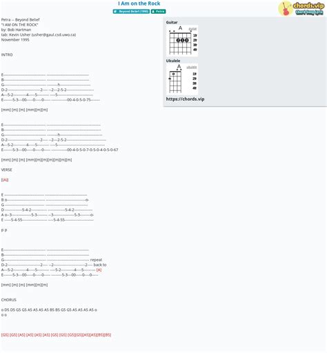 Chord: I Am on the Rock - Petra - tab, song lyric, sheet, guitar ...