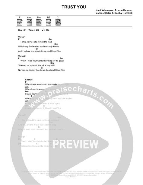 Trust You Chords PDF (Jaci Velasquez) - PraiseCharts