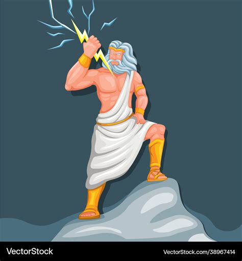 Zeus jupiter god thunder with lightning bolt Vector Image