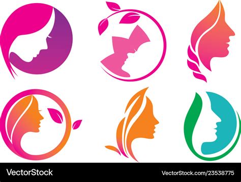 Collection skincare women face logo Royalty Free Vector