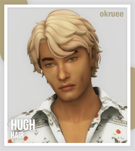 hugh hair | okruee | Sims 4 hair male, Sims hair, Sims