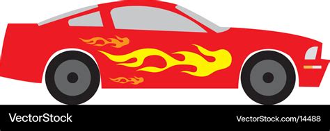 Race car with flames Royalty Free Vector Image