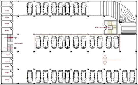 Basement car parking lot floor plan details of multi-purpose building ...