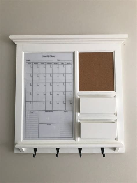 Framed Dry Erase Calendar and Bulletin Board With Double Mail Pocket ...