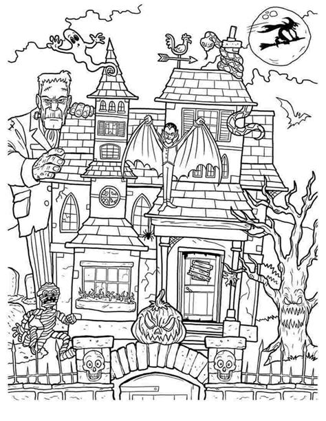 Free Haunted House Coloring Page - Free Printable Coloring Pages for Kids