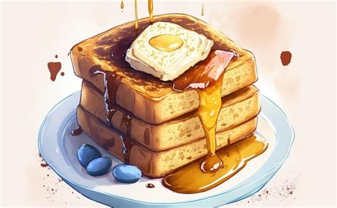 Premium Photo | Drawn french toast with syrup sandwich for breakfast ...