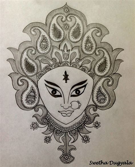 Sketch Of Goddess Durga at PaintingValley.com | Explore collection of ...