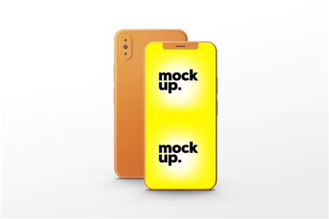 Premium PSD | A phone with a yellow screen that says mock up.