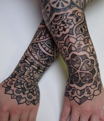 Henna inspired half-sleeves and hands - Unique Tattoo Design