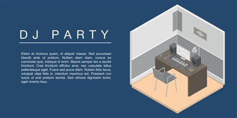 Dj party concept banner, isometric style 8672874 Vector Art at Vecteezy