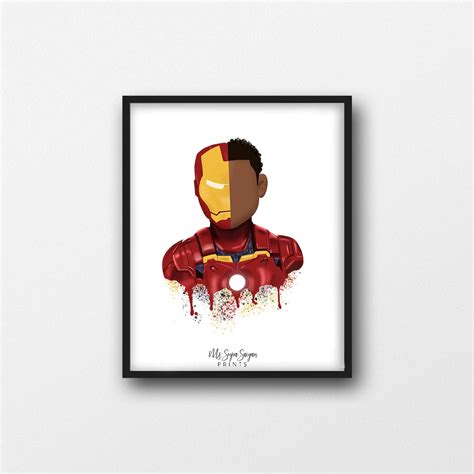 Iron Man Printable Art Black Iron Man Art Black Boy Afro - Etsy