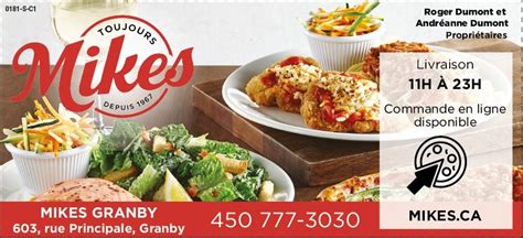 Mikes Restaurant | Pizza - Poulet | Granby | Bottin EXCEL