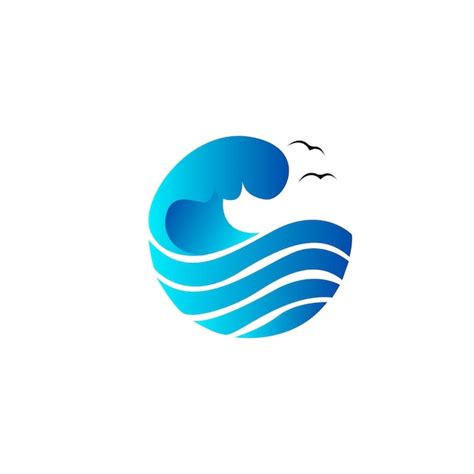 Logotipo de ola de mar con logotipo de ola de olas grandes | Vector Premium