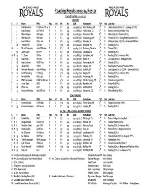 Fillable Online Reading Royals 2013-14 Roster Fax Email Print - pdfFiller