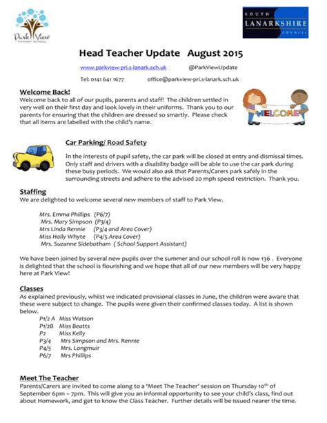 HT Update August 2015 - Park View Primary School