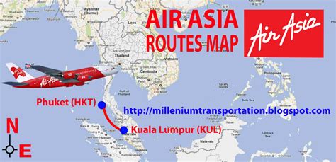 routes map: Air Asia Routes Map-flight from Kuala Lumpur to Phuket