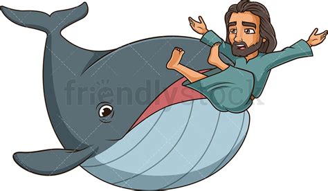 Jonah Getting Swallowed By Whale Cartoon Clipart Vector - FriendlyStock