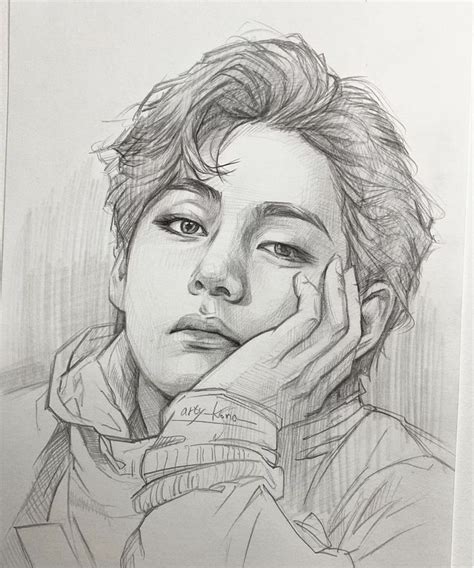 Kim Taehyung | Pencil sketch images, Kpop drawings, Art drawings beautiful