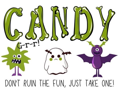 Free Printable Halloween Candy Signs