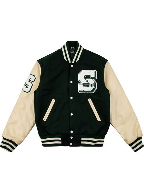 logo-print hooded jacket Weiß - Stadium Goods STADIUM Varsity Letterman ...