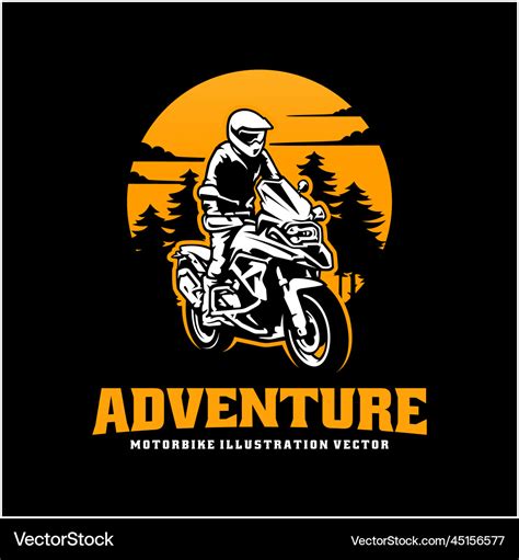 Biker riding adventure motorbike logo Royalty Free Vector