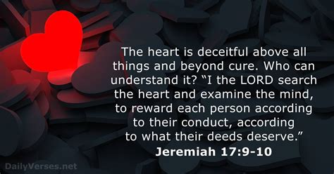 Jeremiah 17:9-10 - Bible verse - DailyVerses.net