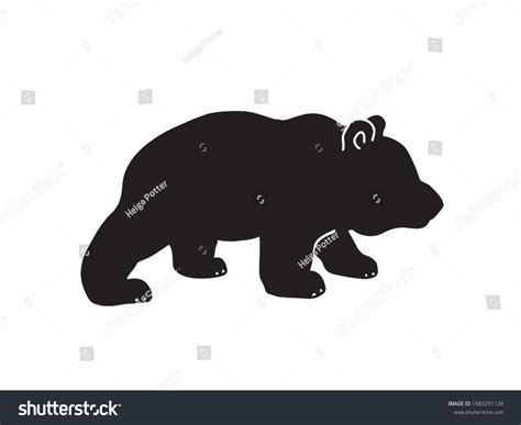 Baby Bear Black Silhouette Vector Illustration Stock Vector (Royalty ...