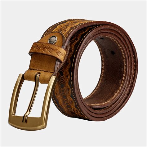 Mens Genuine Leather Western Embossed Belt With Buckle | Finelaer