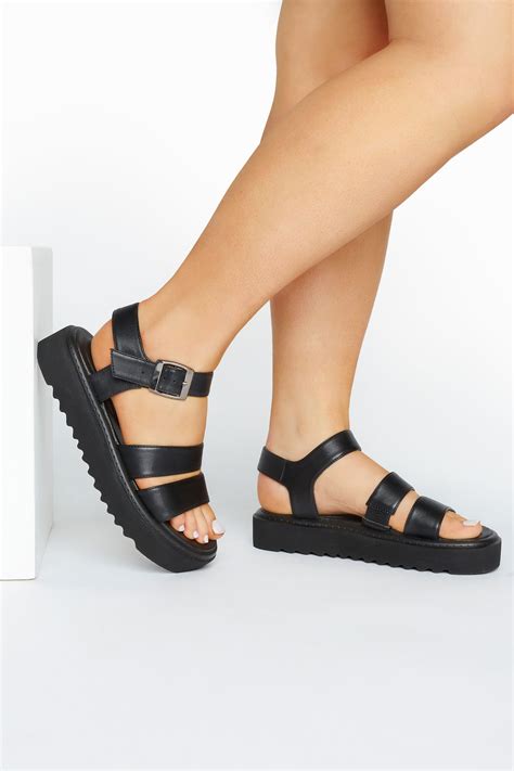 LIMITED COLLECTION Black Chunky Strap Sandal In Extra Wide Fit | Yours ...