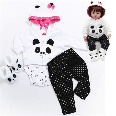 Buy Reborn Baby Girl Dolls Clothes 18 inch Panda Outfits Accesories for ...