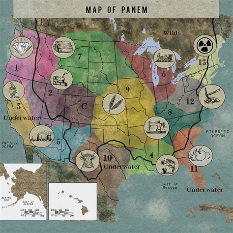 Map of Panem Drawing by Quill and Pearl Co