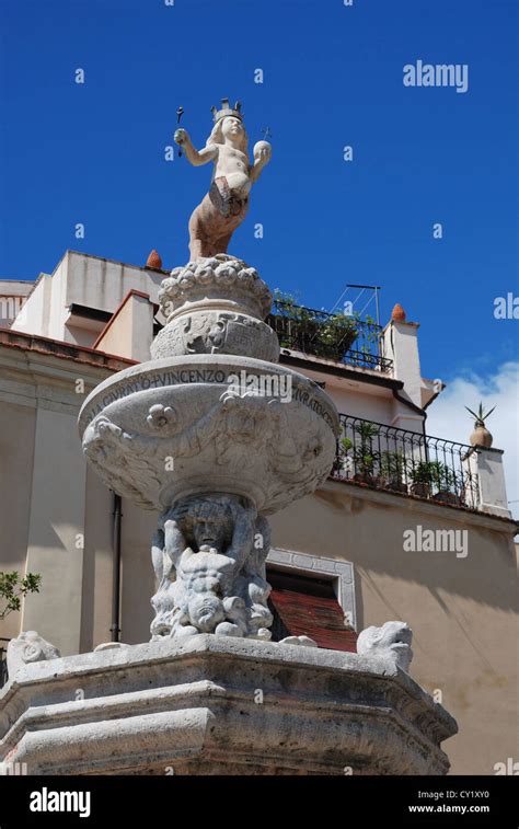 The fountain in Piazza del Duomo, Taormina, Sicily, Italy Stock Photo ...