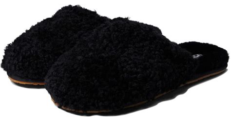 UGG Wool Maxi Curly Slide in Black | Lyst