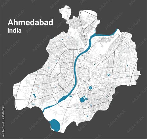 Ahmedabad map. Detailed map of Ahmedabad city administrative area ...