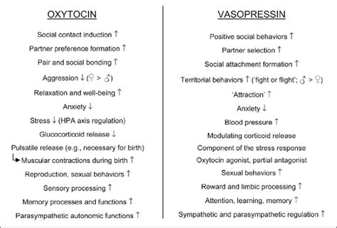 Figure . Love physiology: Oxytocin and vasopressin effects. Oxytocin ...