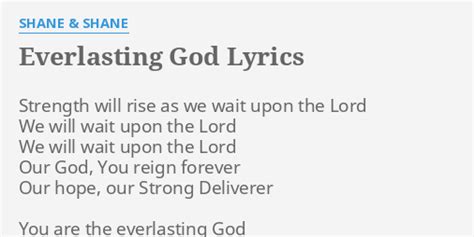 "EVERLASTING GOD" LYRICS by SHANE & SHANE: Strength will rise as...