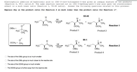 Solved Electrophilic addition of hydroiodic acid to | Chegg.com