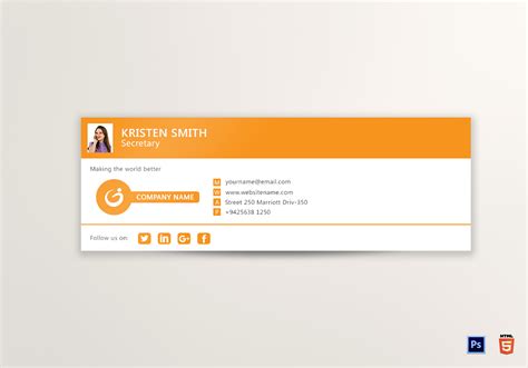 Outlook Email Signature Design Template in PSD, HTML