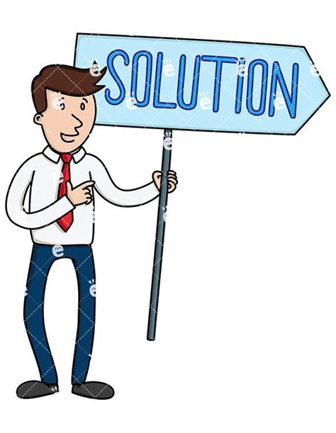 Businessman Holding Solution Sign Cartoon Vector Clipart ...