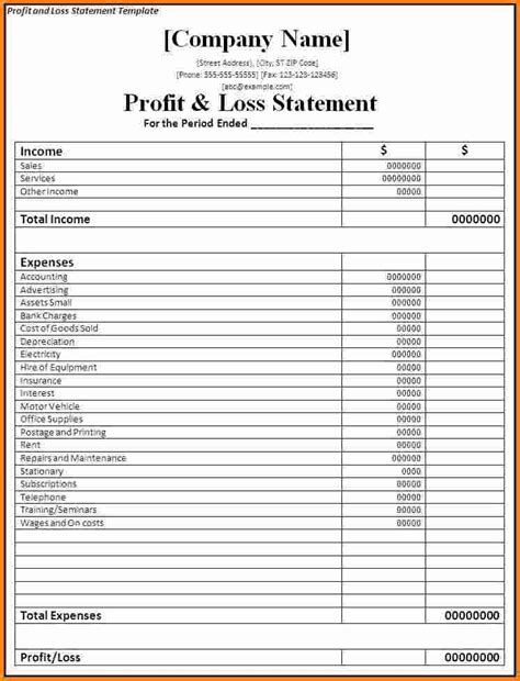 Profit And Loss Statement Template Excelx Excelxo Com - Riset