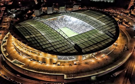 Download wallpapers Estadio do Dragao, night, Porto stadium, aerial ...