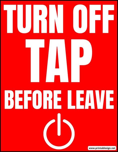 Turn Off Tap Signs | FREE Download