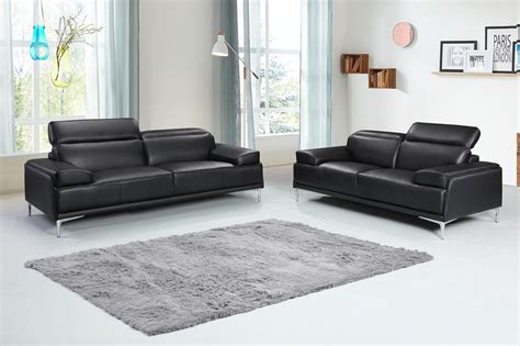 Contemporary Black Leather Living Room Sofa Set Minneapolis Minnesota J ...