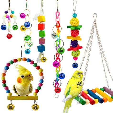 Hommtina 7 Pack Bird Parrot Toys Parakeet Toys, Colorful Bird Chewing ...