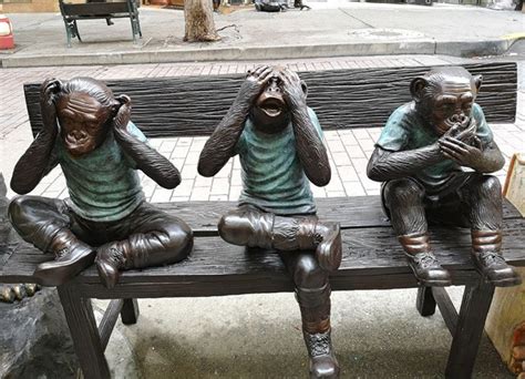 Famous animal design Street Art Bronze Decoration 3 Monkeys statue