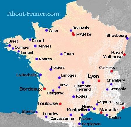 Airports in France map - Map of France showing airports (Western Europe ...