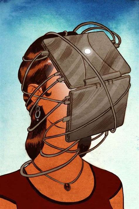 a drawing of a woman wearing a mask with wires attached to her head and ...