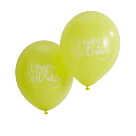 Pack Of Designer Font Happy Birthday Yellow Balloons By Ginger Ray