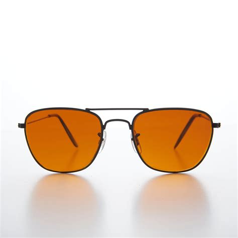 Small Square Amber Colored Lens Aviator 50mm - Areo – Sunglass Museum